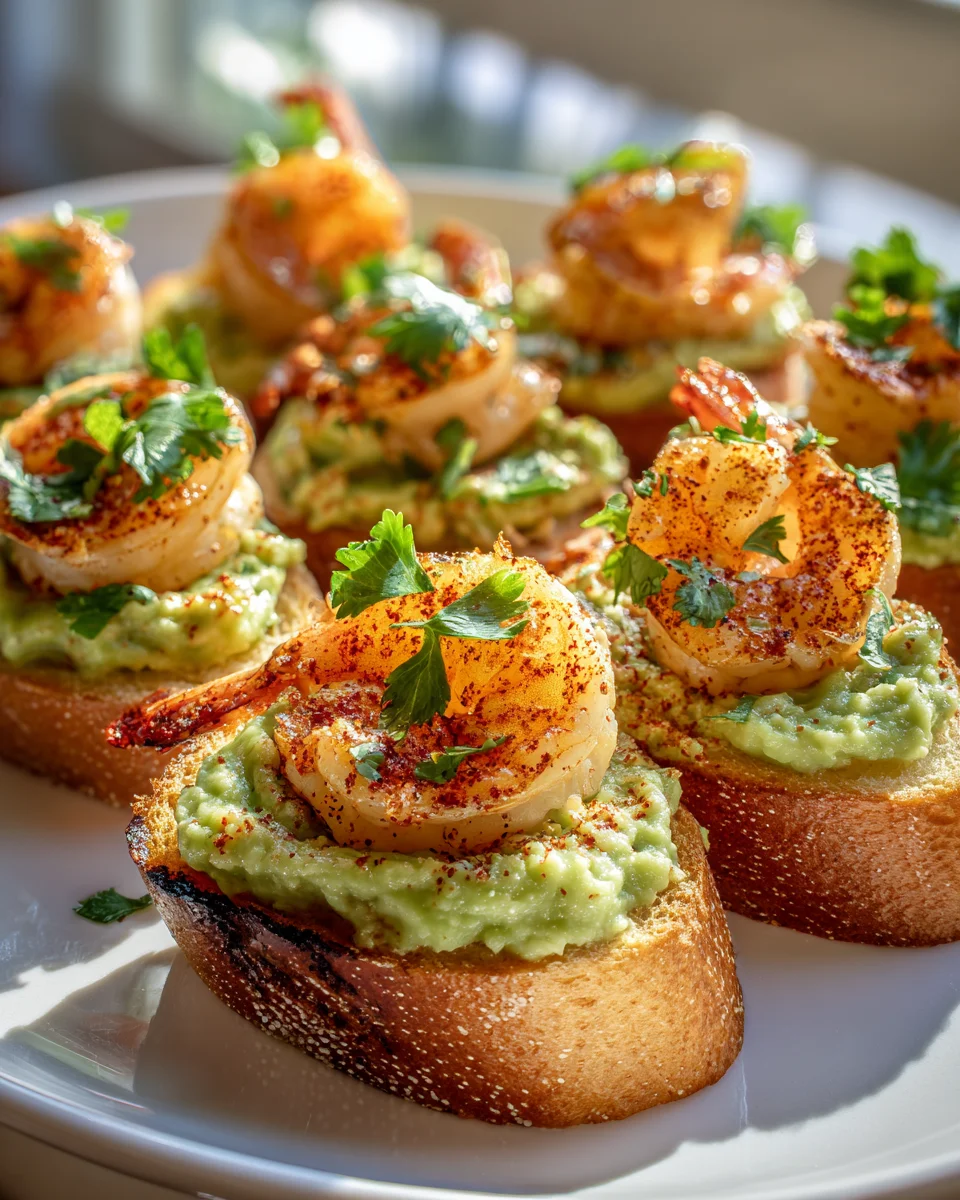 Garlic Shrimp Crostini with Avocado: Bite-Sized Delight