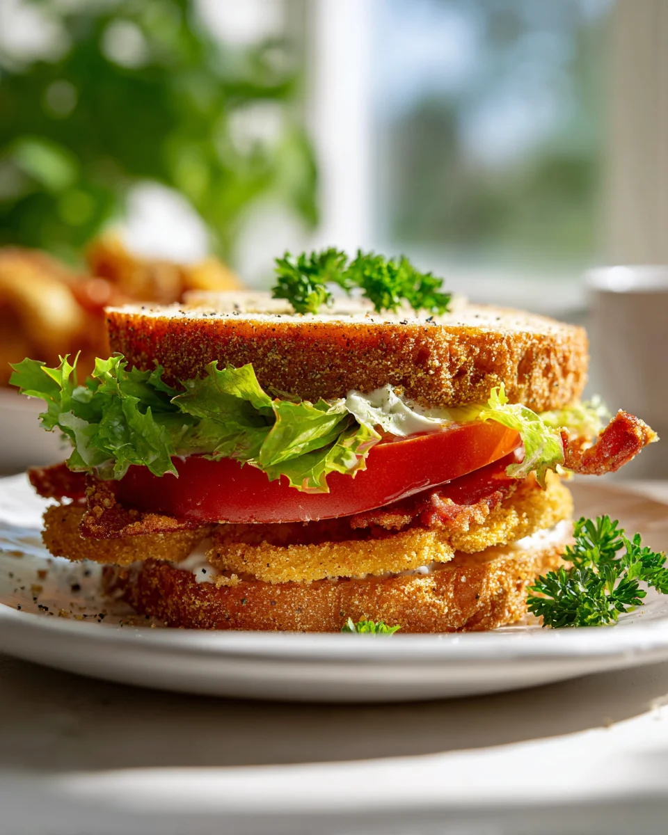 Best Crunchy Fried Green Tomato Beef BLT Sandwich Recipe