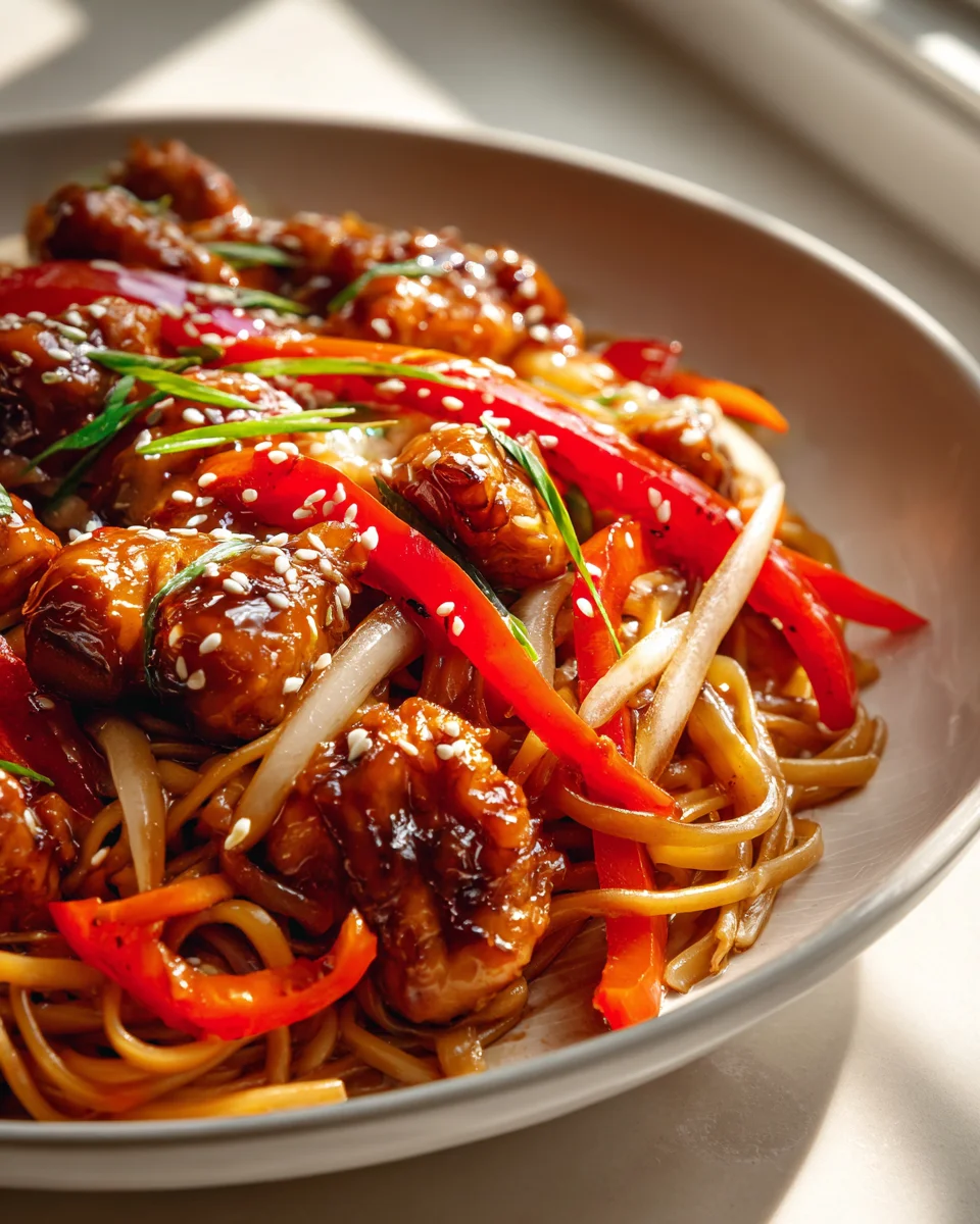 Caramelized Chicken Stir-Fried Noodles: Quick & Delicious!