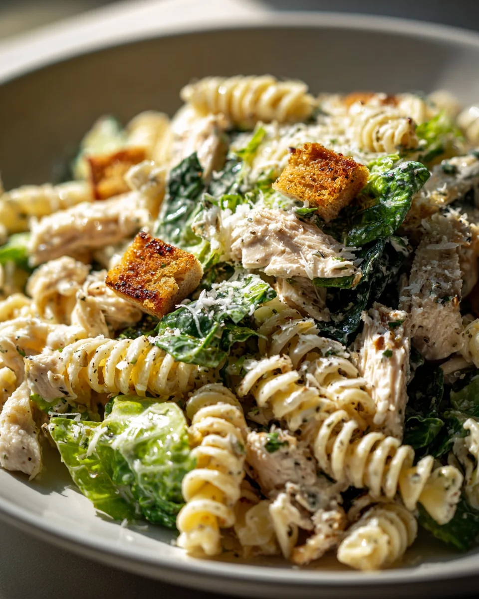 Simple Chicken Caesar Pasta Salad Recipe - Quick & Easy