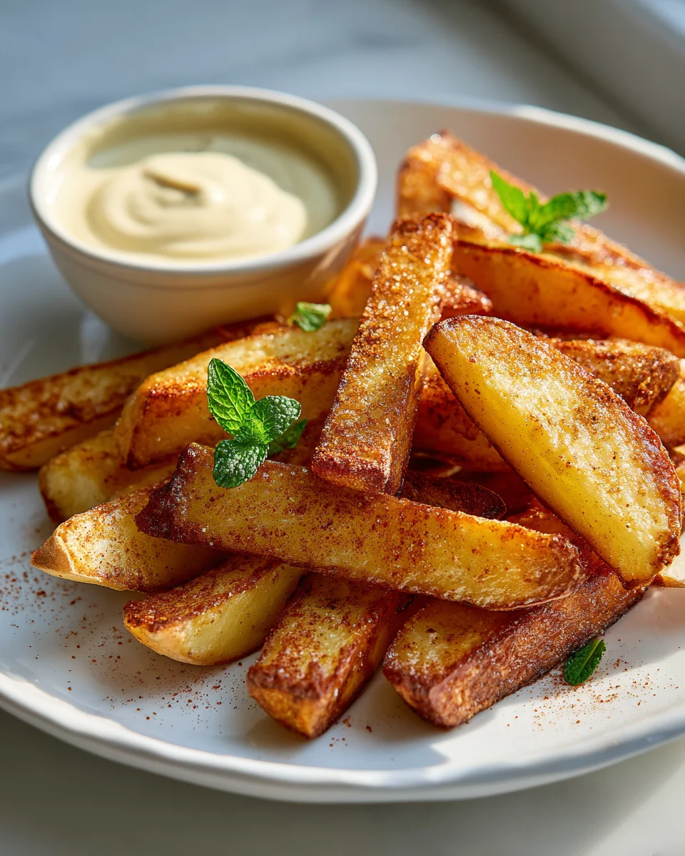 Air Fryer Apple Fries: Sweet Snack with Vanilla Yogurt Dip