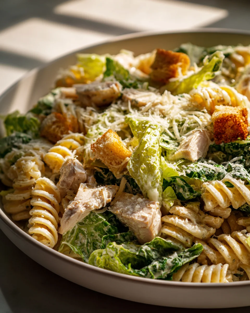 Simple Chicken Caesar Pasta Salad Recipe - Quick & Easy