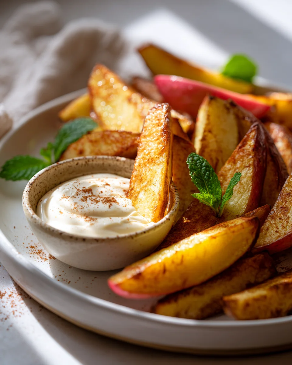 Air Fryer Apple Fries: Sweet Snack with Vanilla Yogurt Dip
