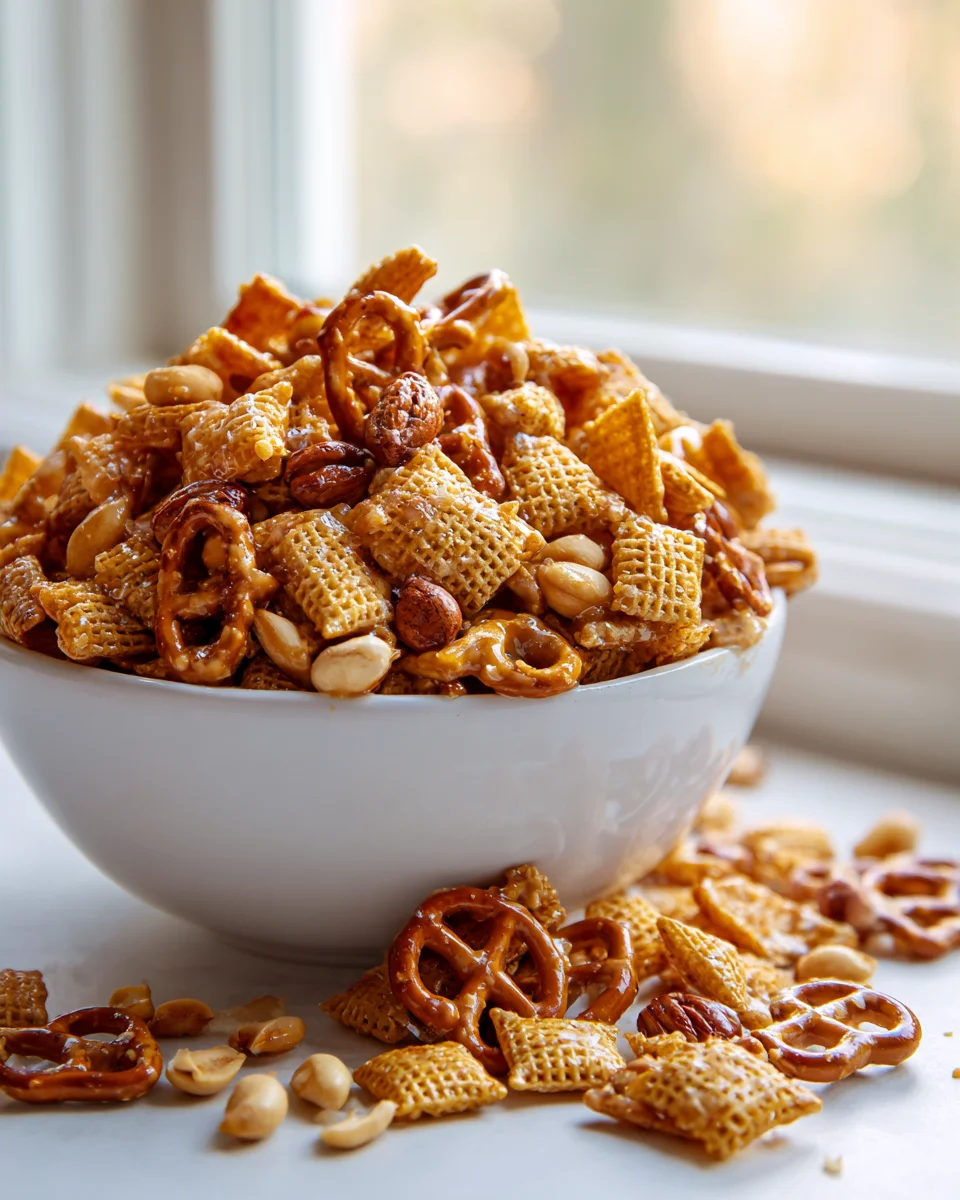 Addicting Toffee Chex Mix Recipe - Crispy Caramel Brittle