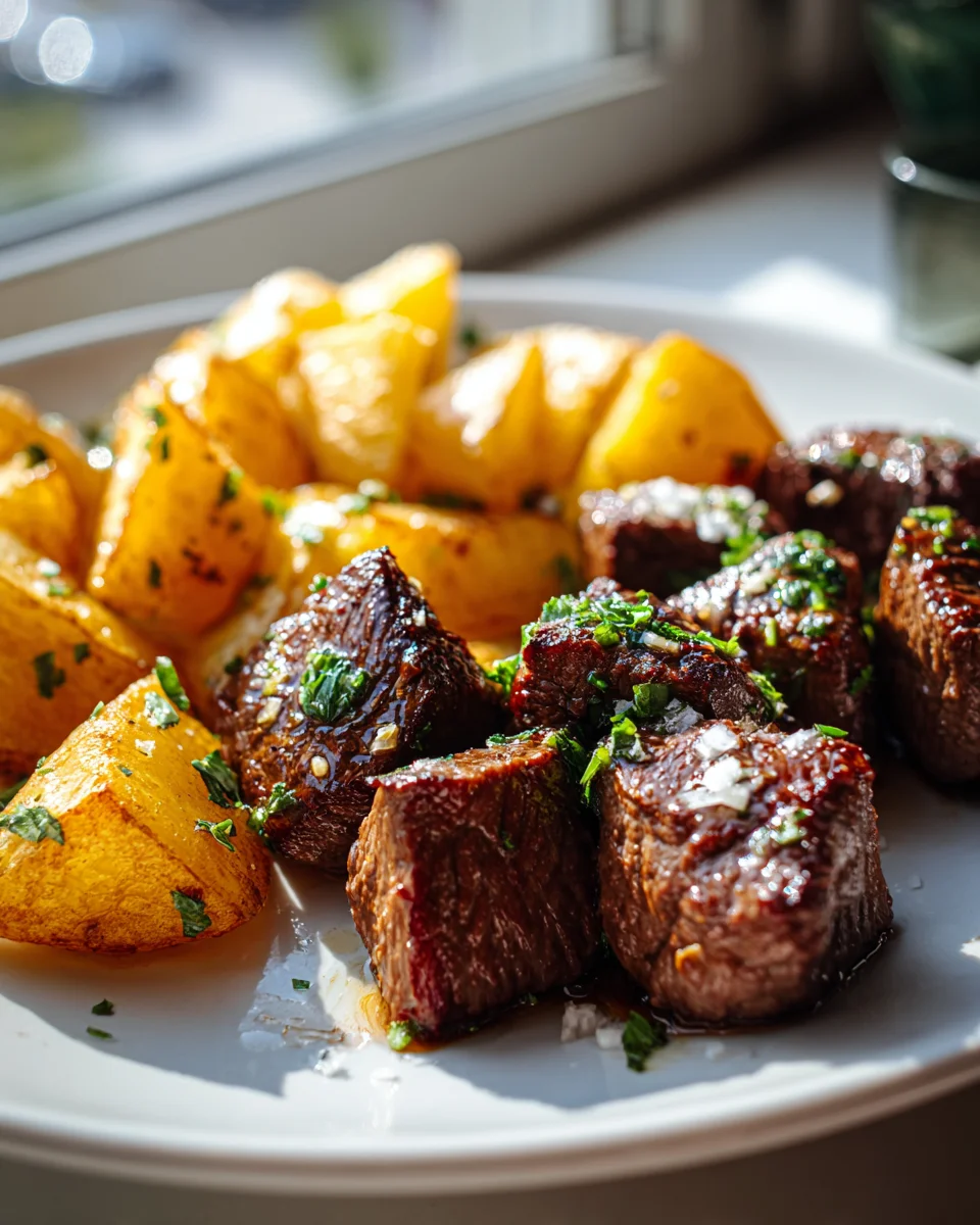 Best Garlic Butter Steak Bites with Crispy Potatoes