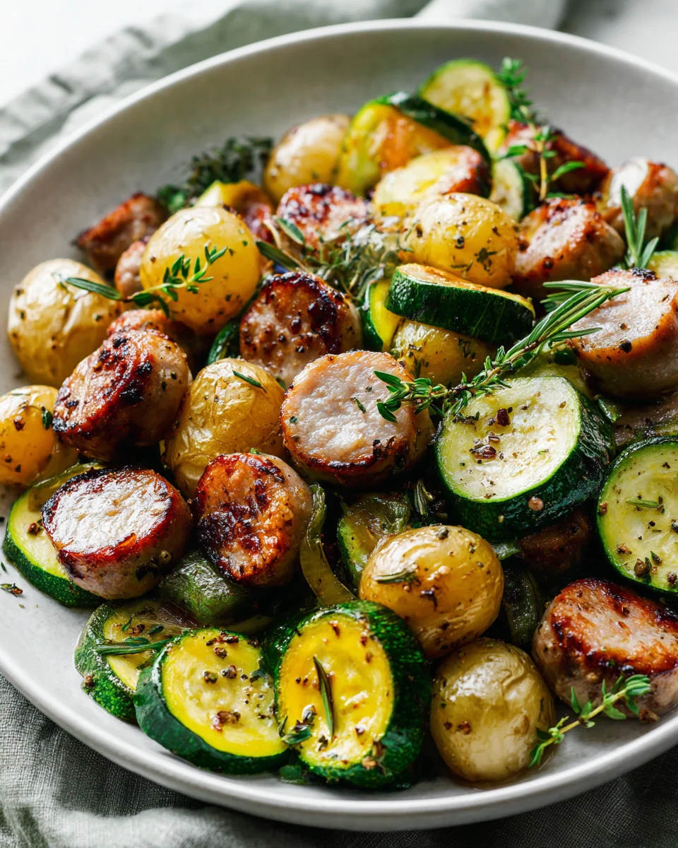 Easy Turkey Sausage & Zucchini Sheet Pan Dinner