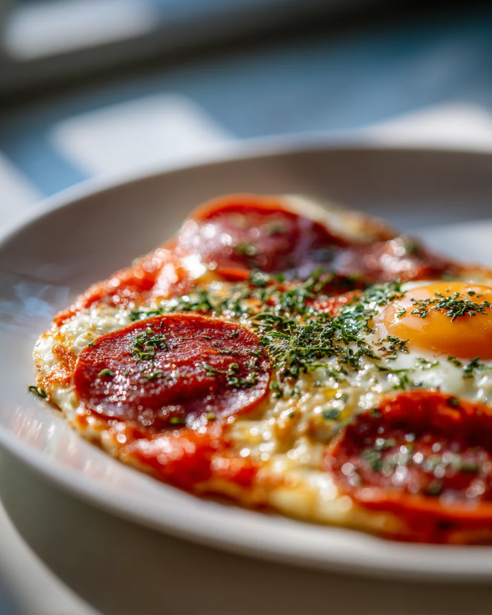 Savory Pizza Eggs: Quick Breakfast with Beef & Cheese