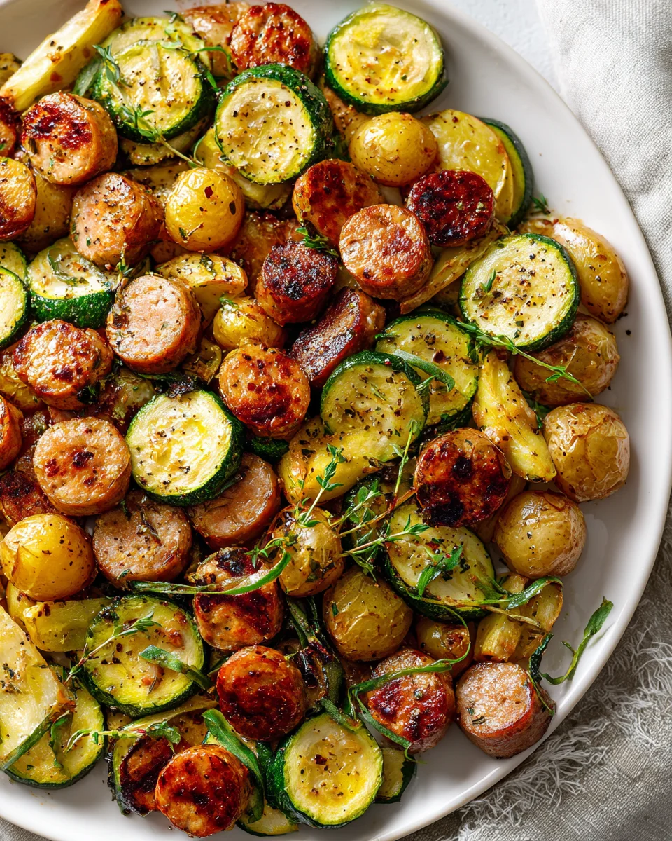 Easy Turkey Sausage & Zucchini Sheet Pan Dinner