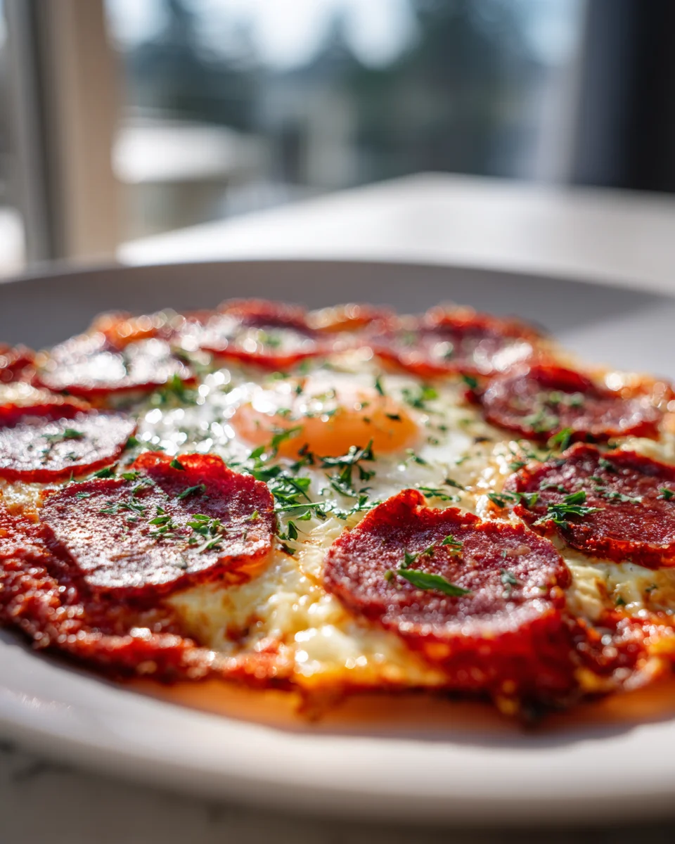 Savory Pizza Eggs: Quick Breakfast with Beef & Cheese