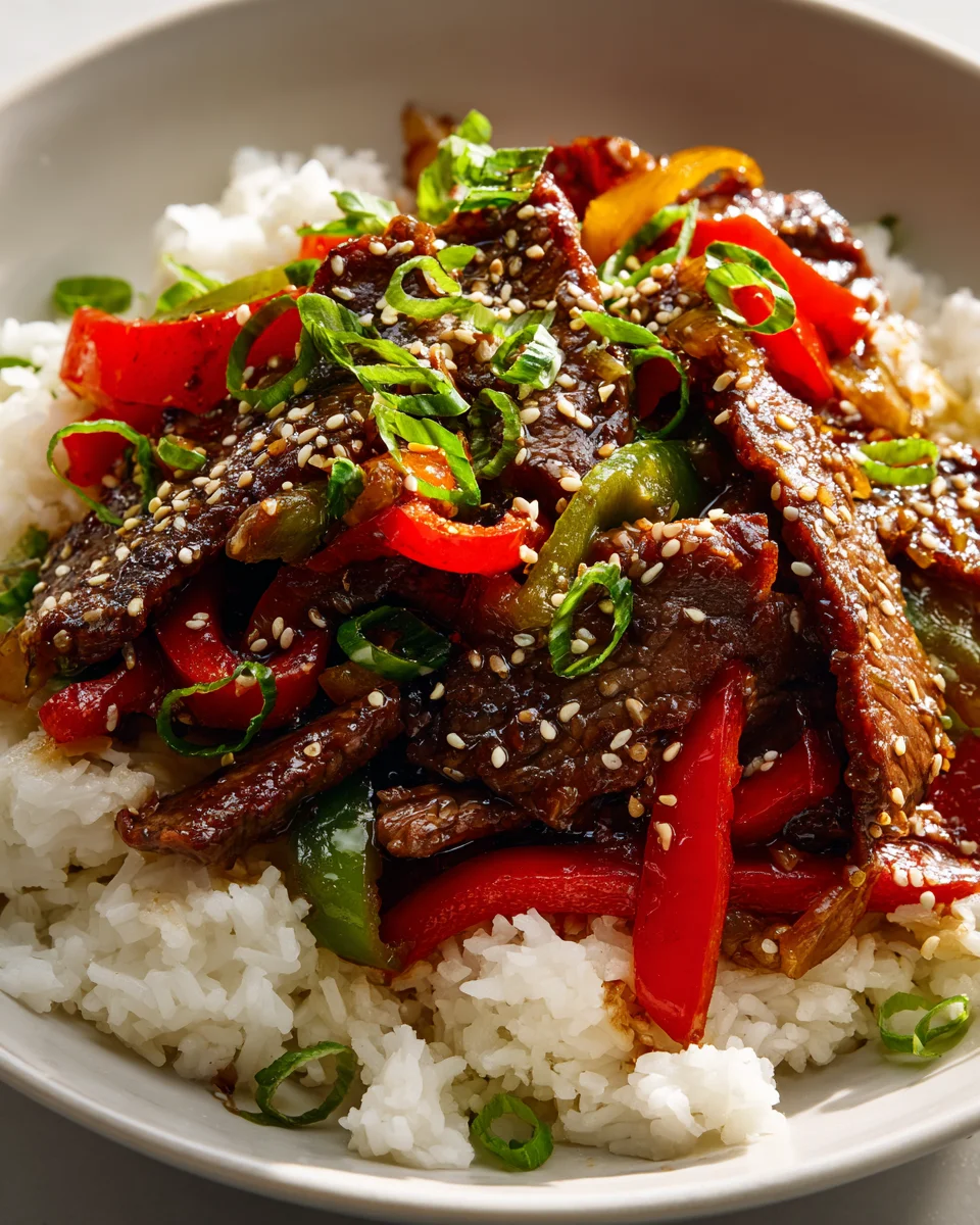 Delicious Teriyaki Beef & Pepper Rice Bowl, Sesame Seeds