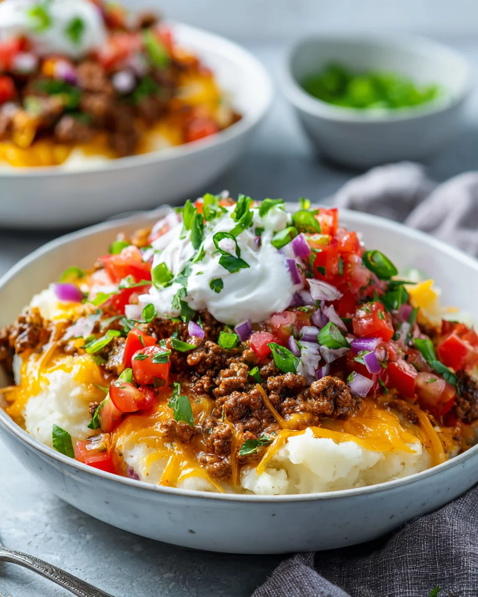 Loaded Potato Taco Bowl: Flavorful Beef Dinner Recipe