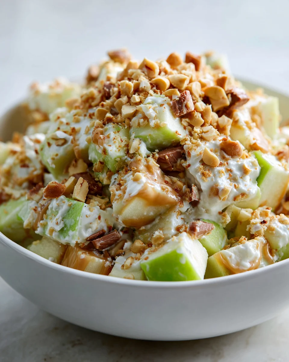 Creamy Caramel Apple Snickers Salad: Perfect Potluck Recipe