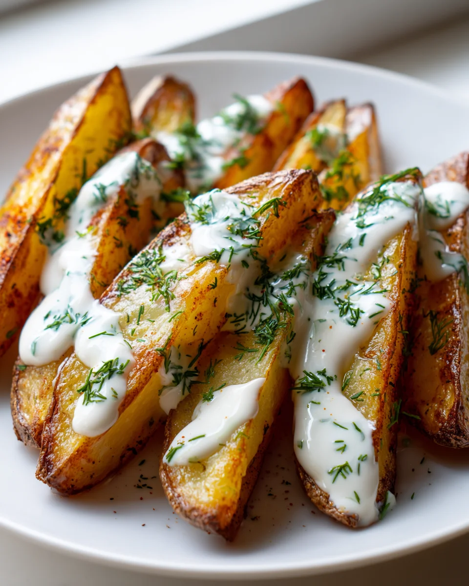 Lemon Herb Greek Yogurt Potato Wedges - Healthy & Delicious!
