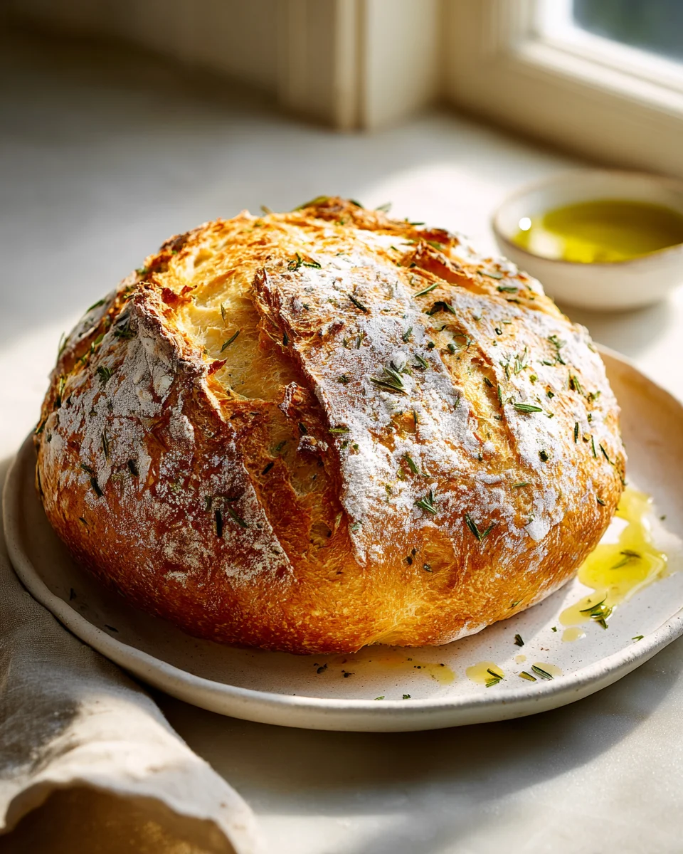 Garlic Herb Dutch Oven Bread: Easy No-Knead Recipe