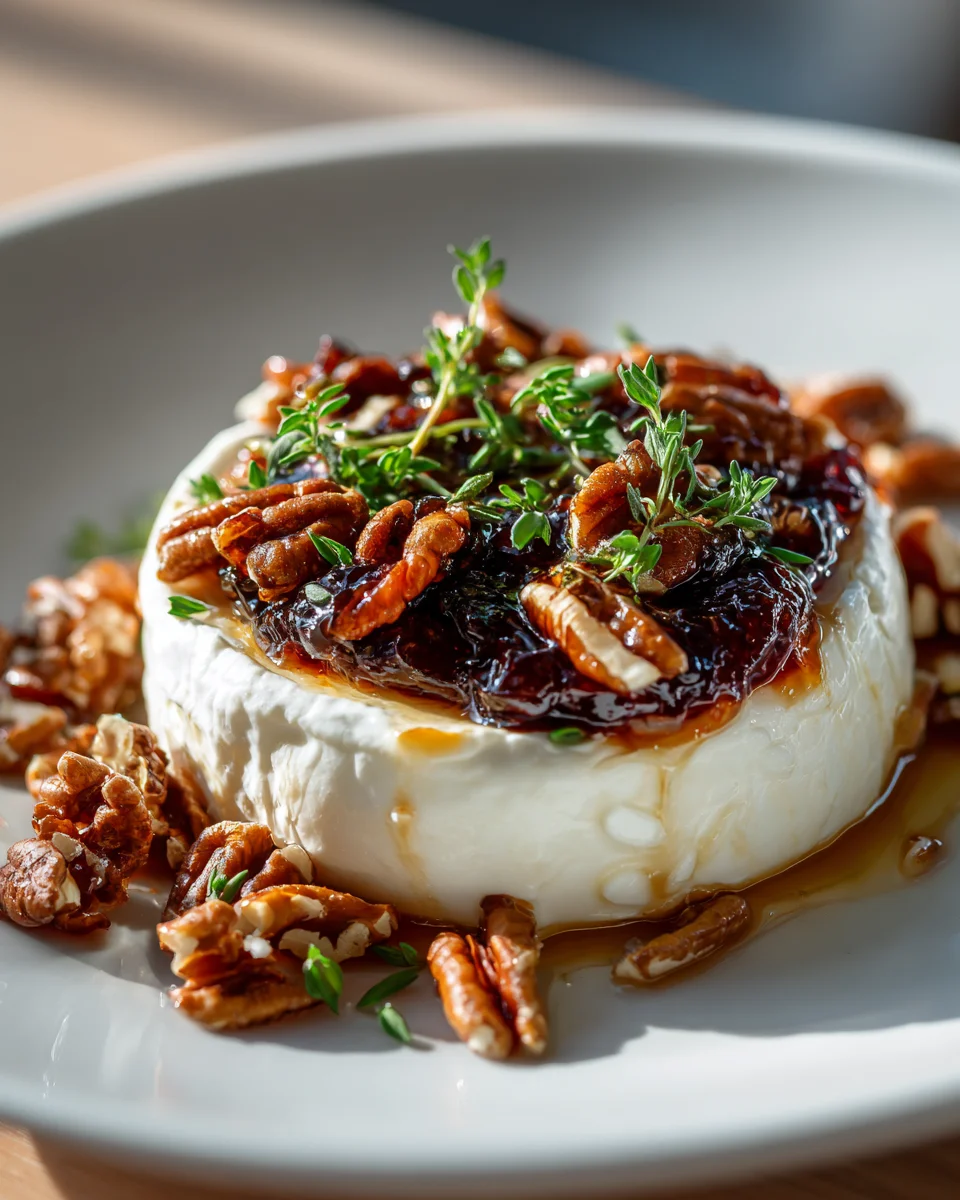 Delicious Goat Cheese Appetizer with Fig Jam & Pecans