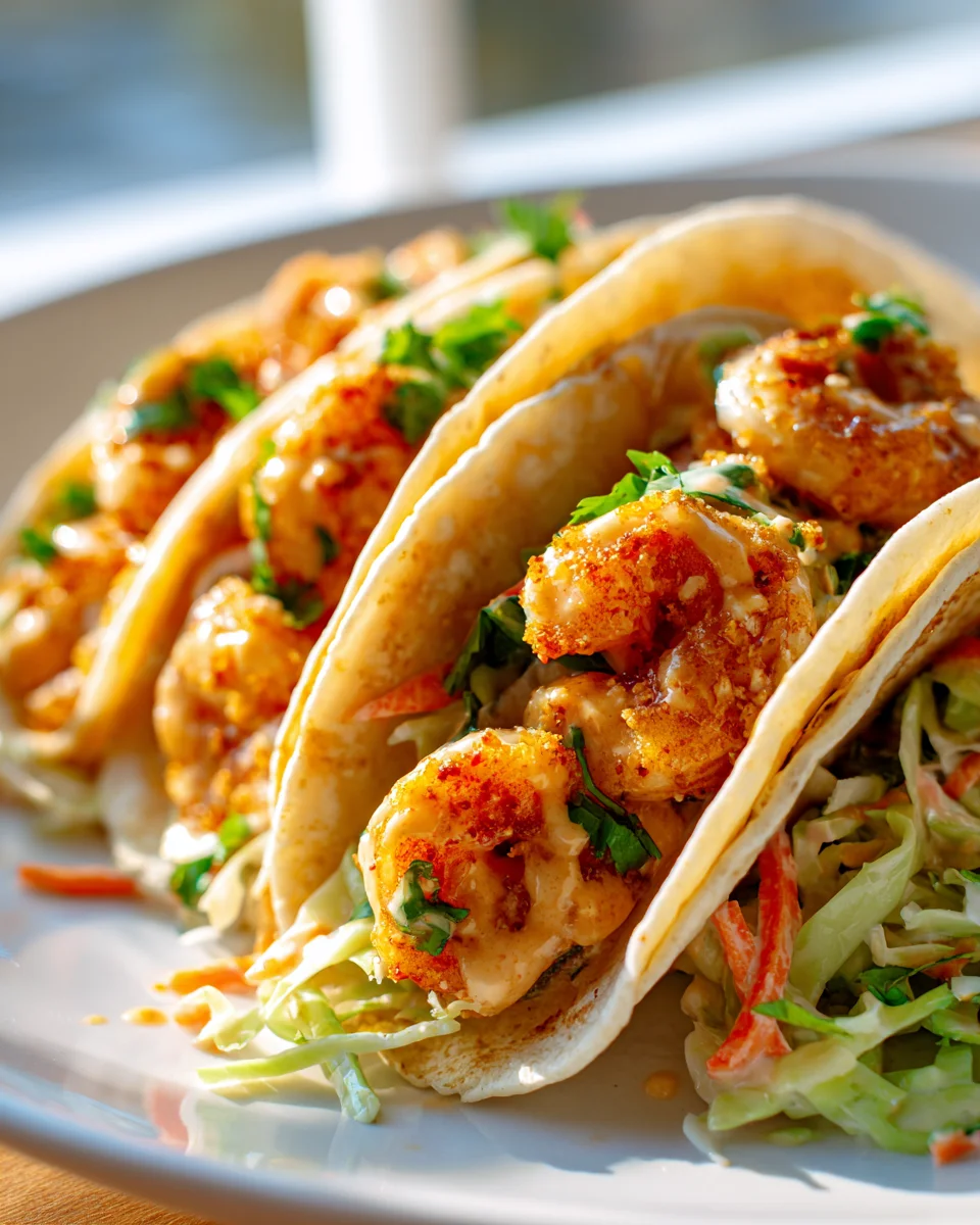 Amazing Bang Bang Shrimp Tacos with Zesty Crunchy Slaw