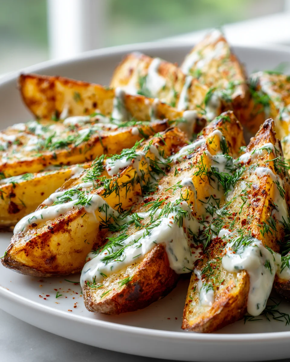 Lemon Herb Greek Yogurt Potato Wedges - Healthy & Delicious!