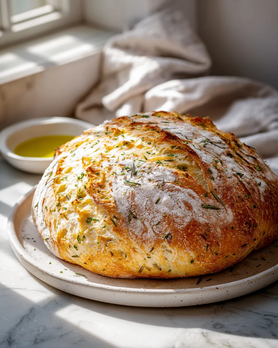 Garlic Herb Dutch Oven Bread: Easy No-Knead Recipe