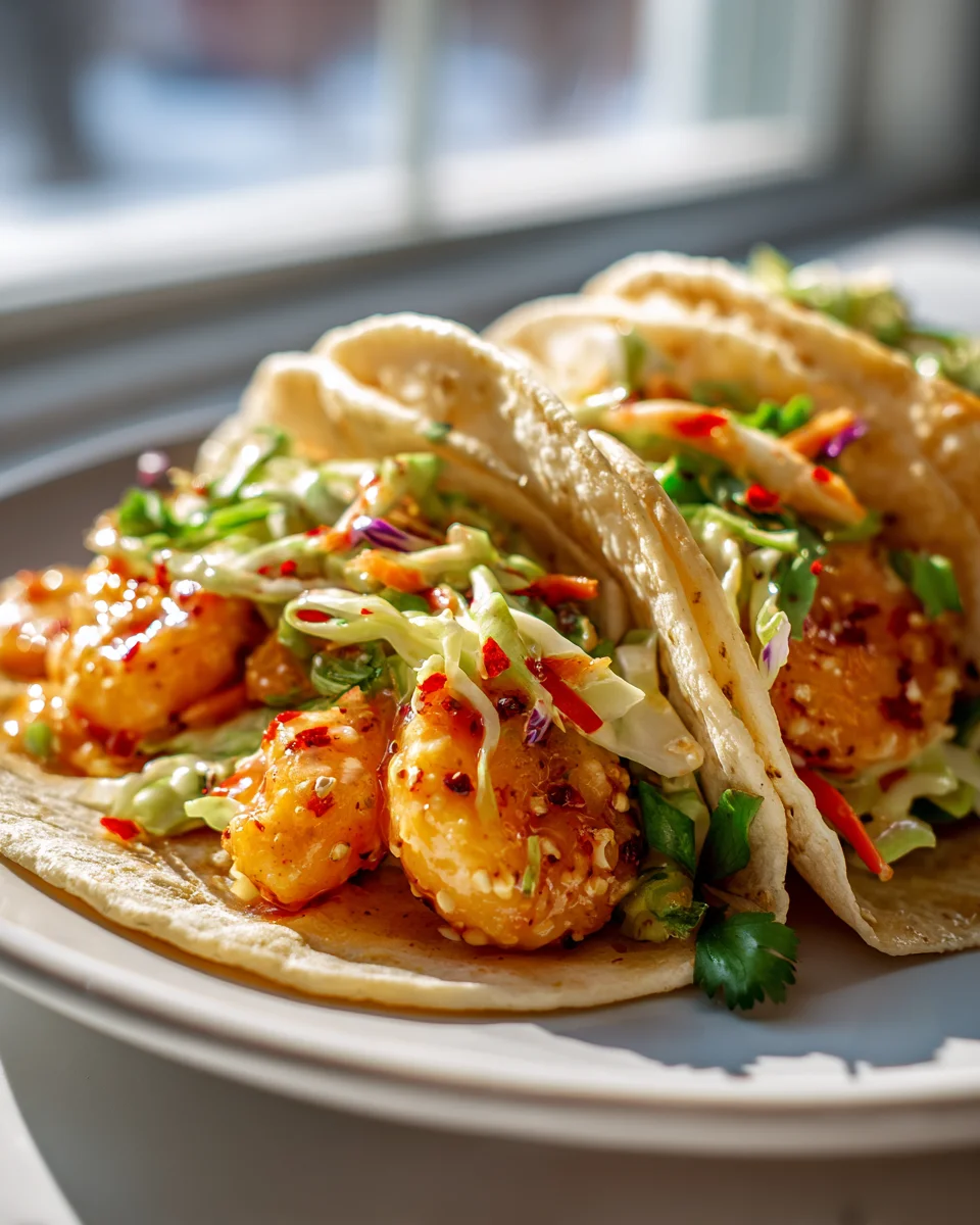 Amazing Bang Bang Shrimp Tacos with Zesty Crunchy Slaw