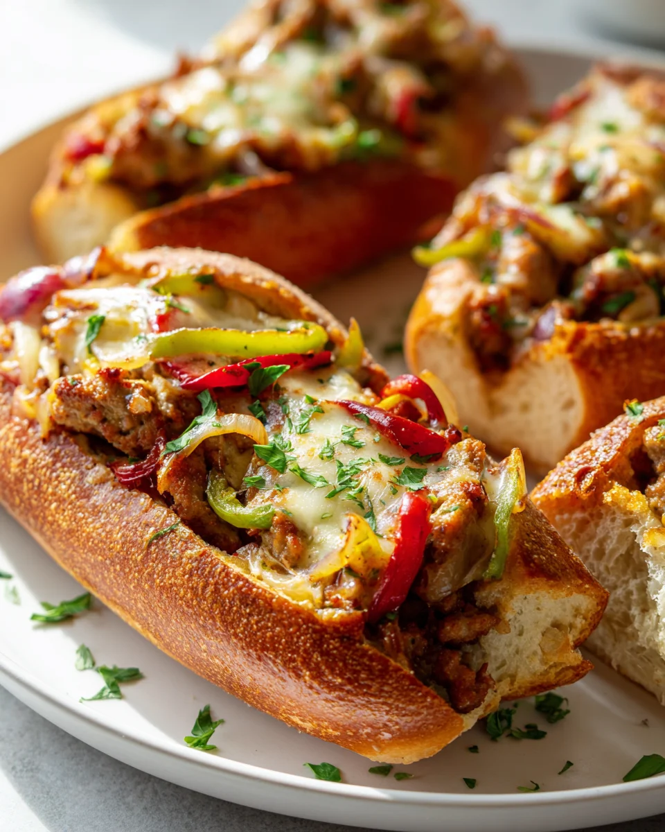Delicious Cajun Beef Sausage Stuffed French Bread Boats