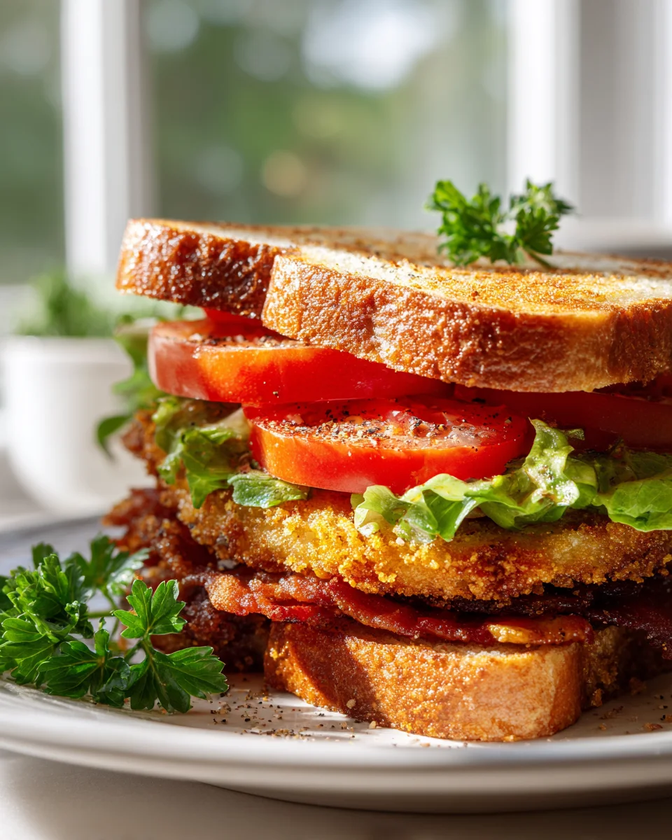 Best Crunchy Fried Green Tomato Beef BLT Sandwich Recipe