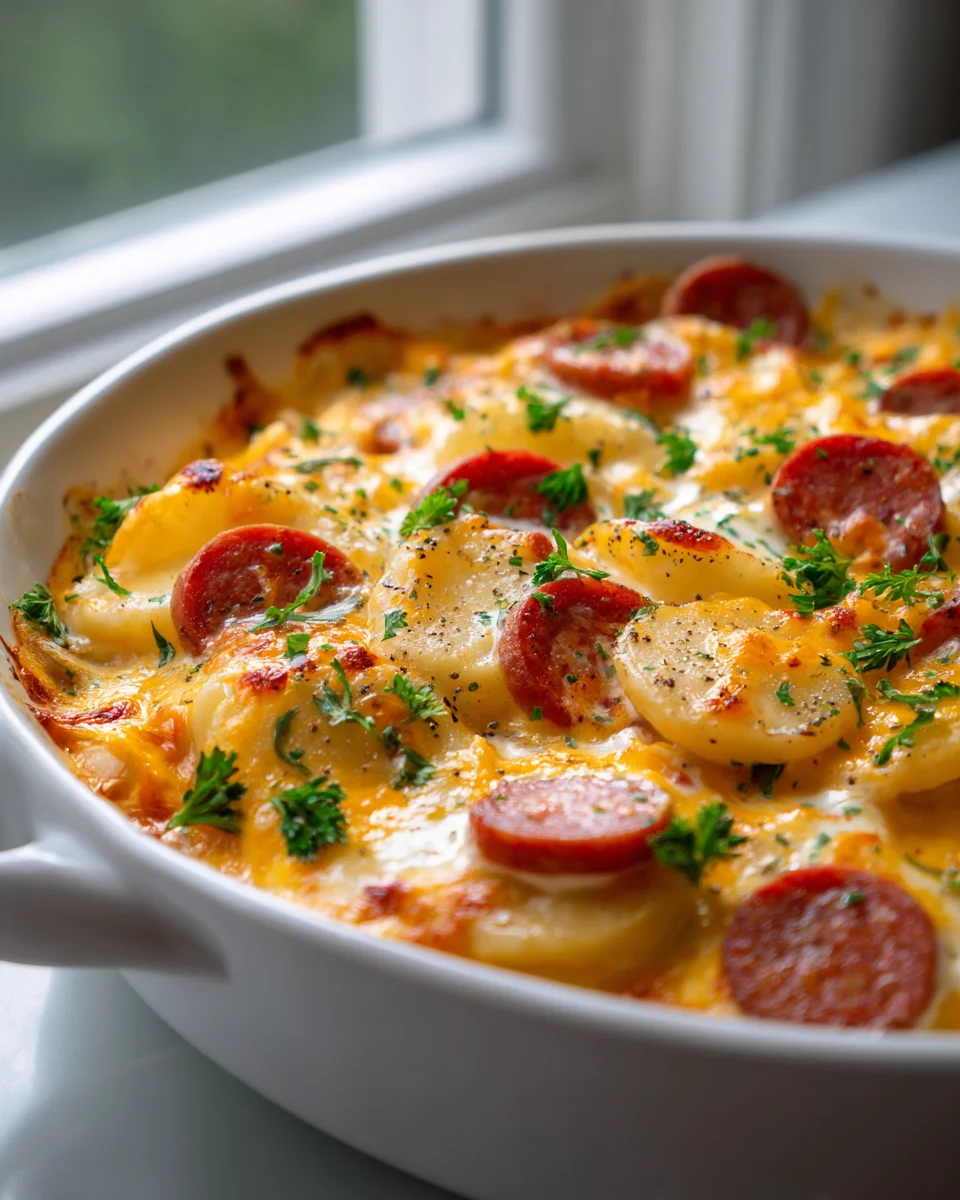 Classic Crockpot Pierogi Beef Kielbasa Casserole - Easy