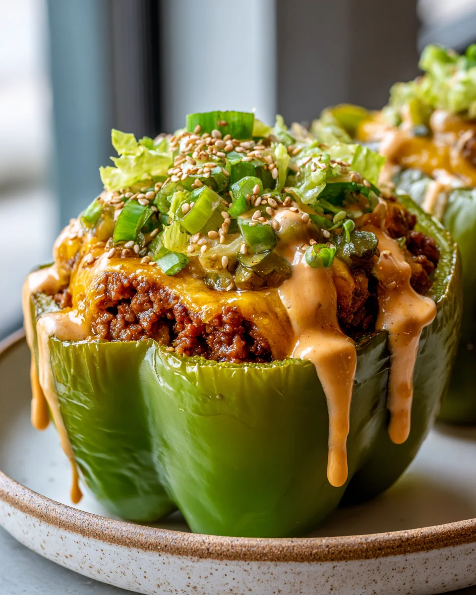 Low Carb Big Mac Stuffed Peppers - Healthy & Tasty!
