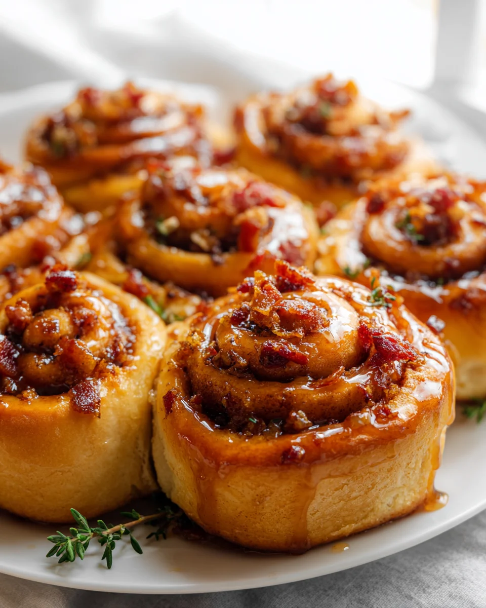 Irresistible Bourbon Extract Maple Beef Bacon Cinnamon Rolls