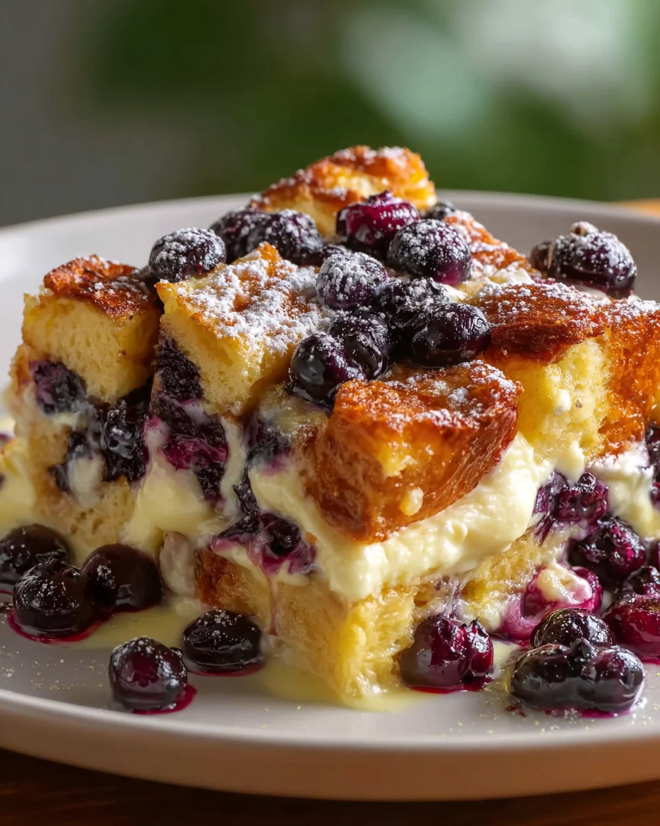 Easy Creamy Blueberry Cream Cheese French Toast Bake Recipe