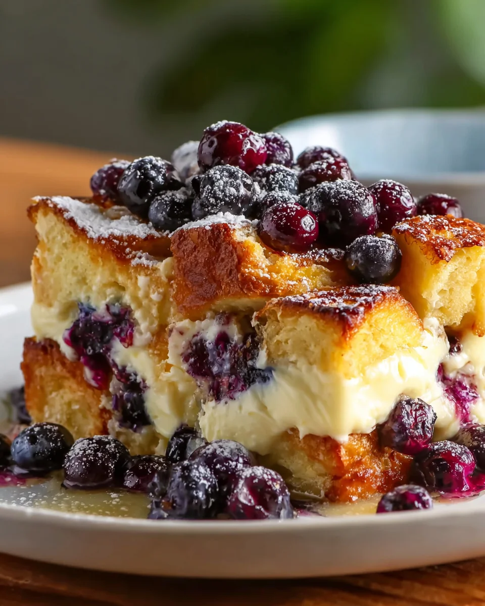 Easy Creamy Blueberry Cream Cheese French Toast Bake Recipe
