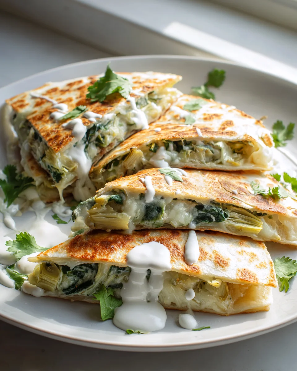 Quick Creamy Spinach Artichoke Quesadillas: Vegetarian Meal