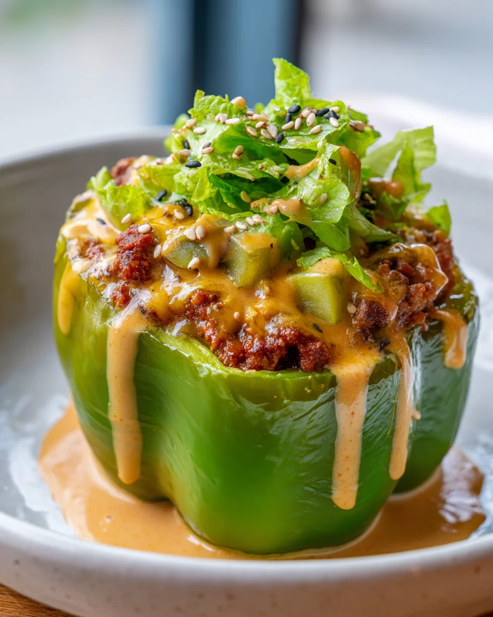 Low Carb Big Mac Stuffed Peppers - Healthy & Tasty!