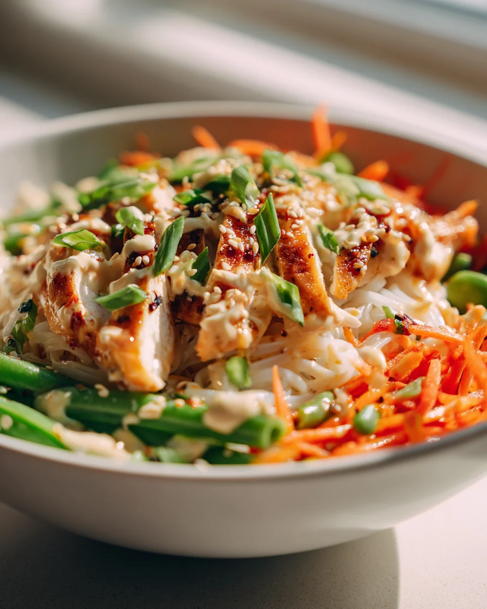 Bang Bang Chicken Noodle Bowl with Veggies - Easy Recipe!