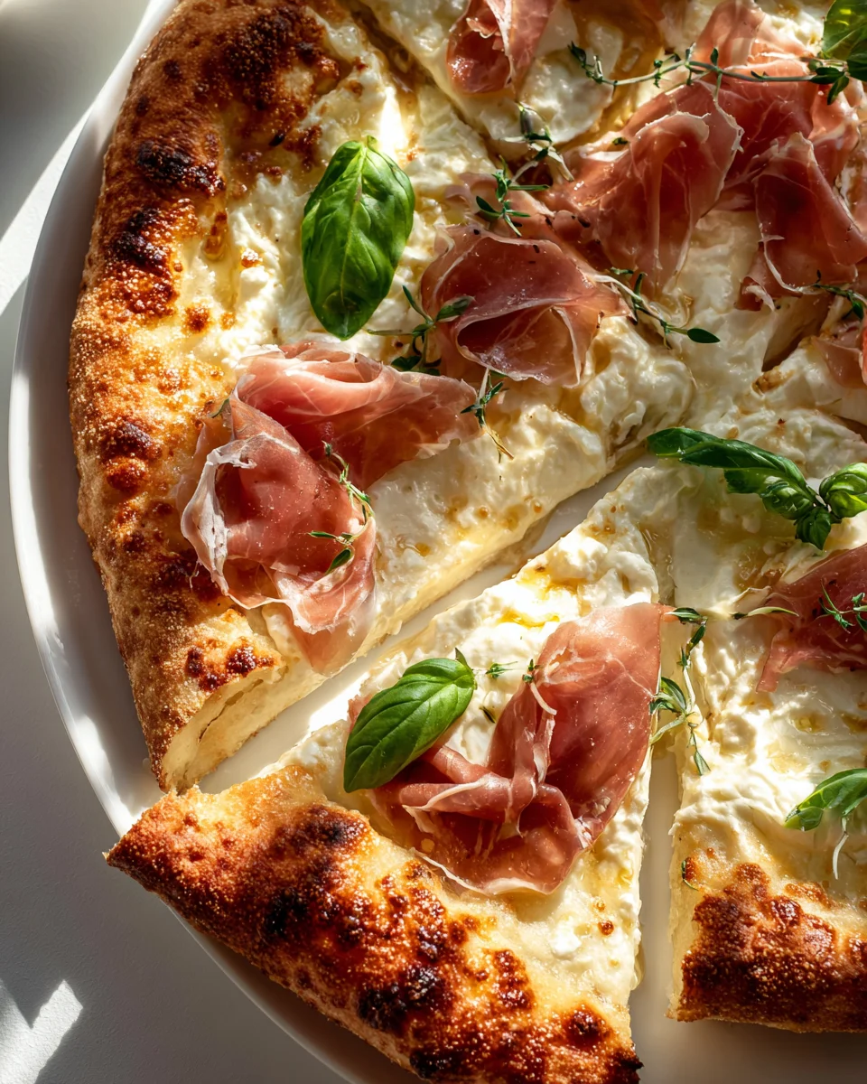 Irresistible White Pizza: Beef Prosciutto & Hot Honey Dream