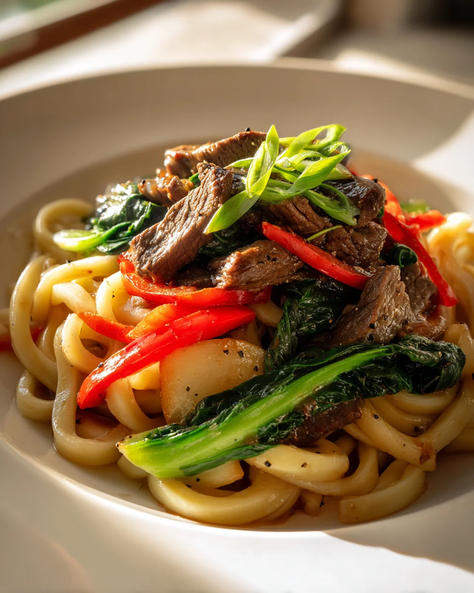 Beef Black Pepper Udon Stir-Fry: Easy & Flavorful Recipe