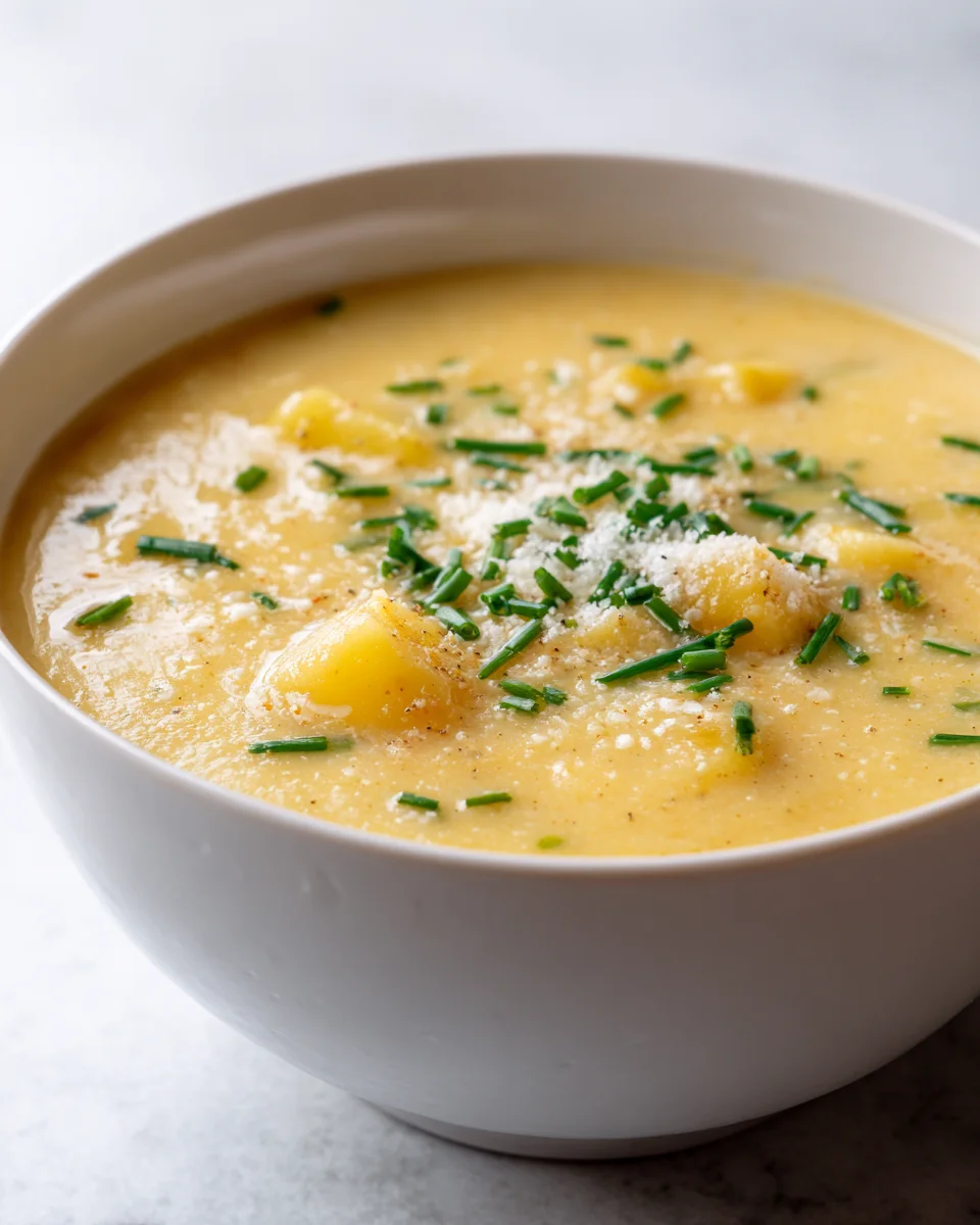 Creamy Garlic Parmesan Potato Soup: Savory & Comforting