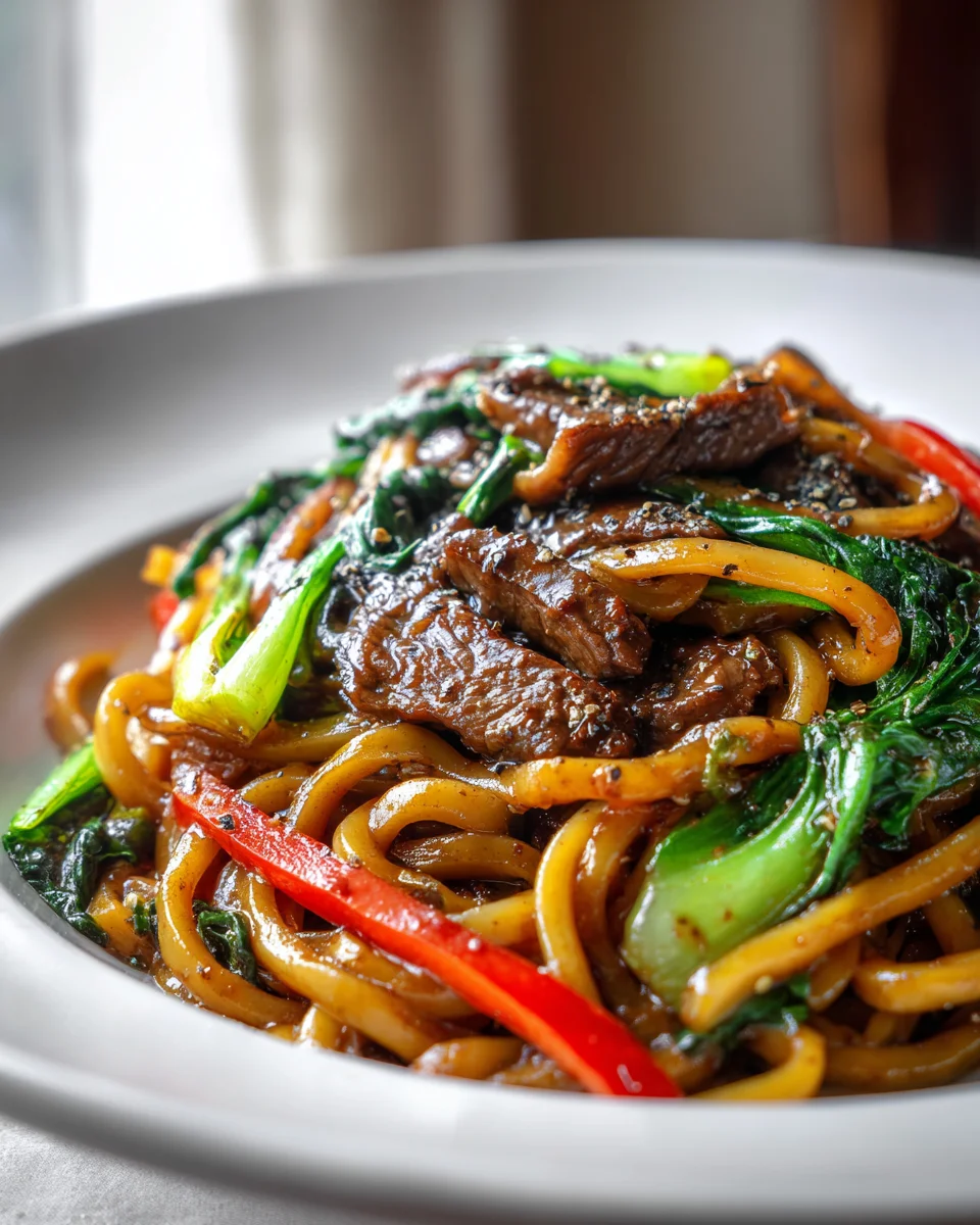 Beef Black Pepper Udon Stir-Fry: Easy & Flavorful Recipe