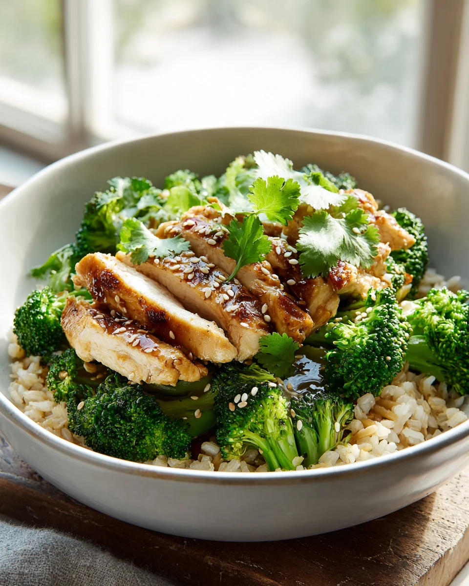Healthy Brown Rice Bowl with Chicken and Broccoli Recipe