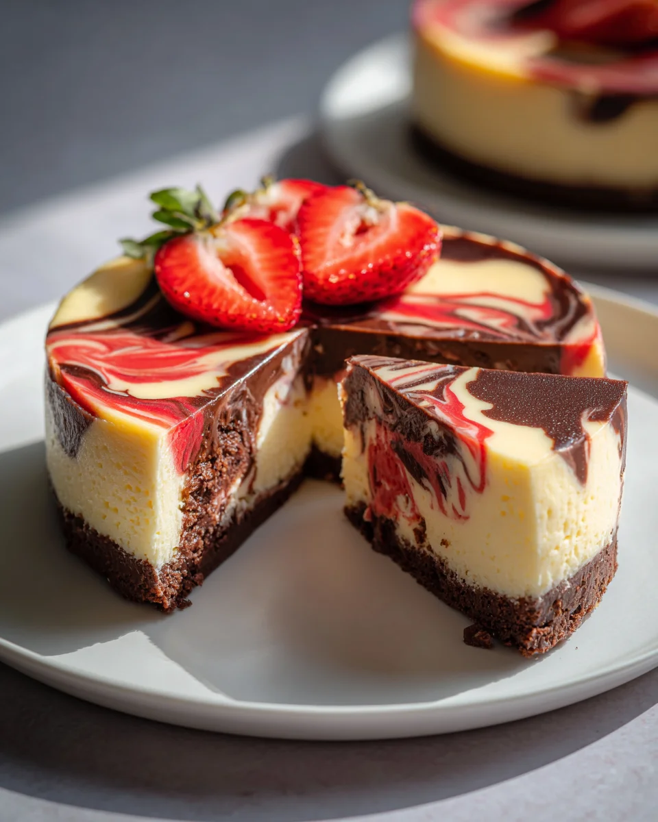 Decadent Chocolate Strawberry Swirl Cheesecake Recipe