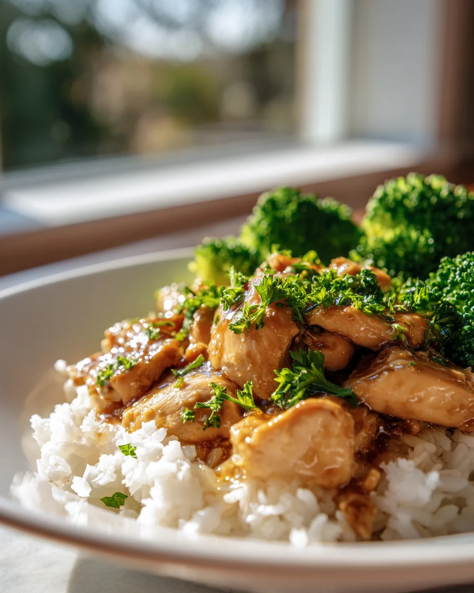 Easy Honey Garlic Crockpot Chicken & Broccoli Dinner