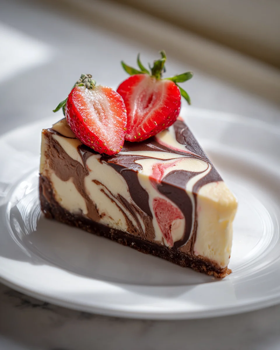 Decadent Chocolate Strawberry Swirl Cheesecake Recipe