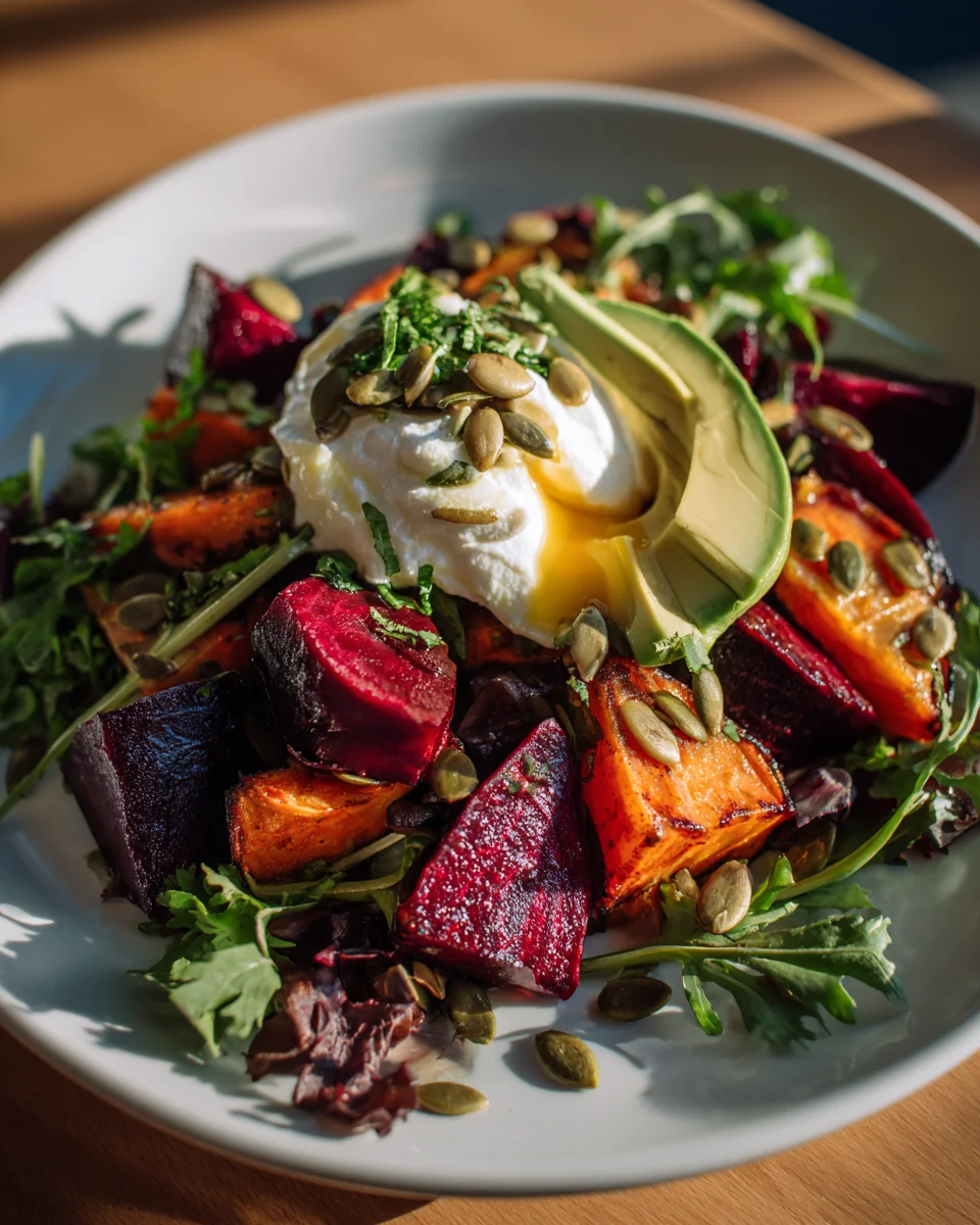Easy Roasted Beet Sweet Potato Avocado Salad: Wholesome Meal