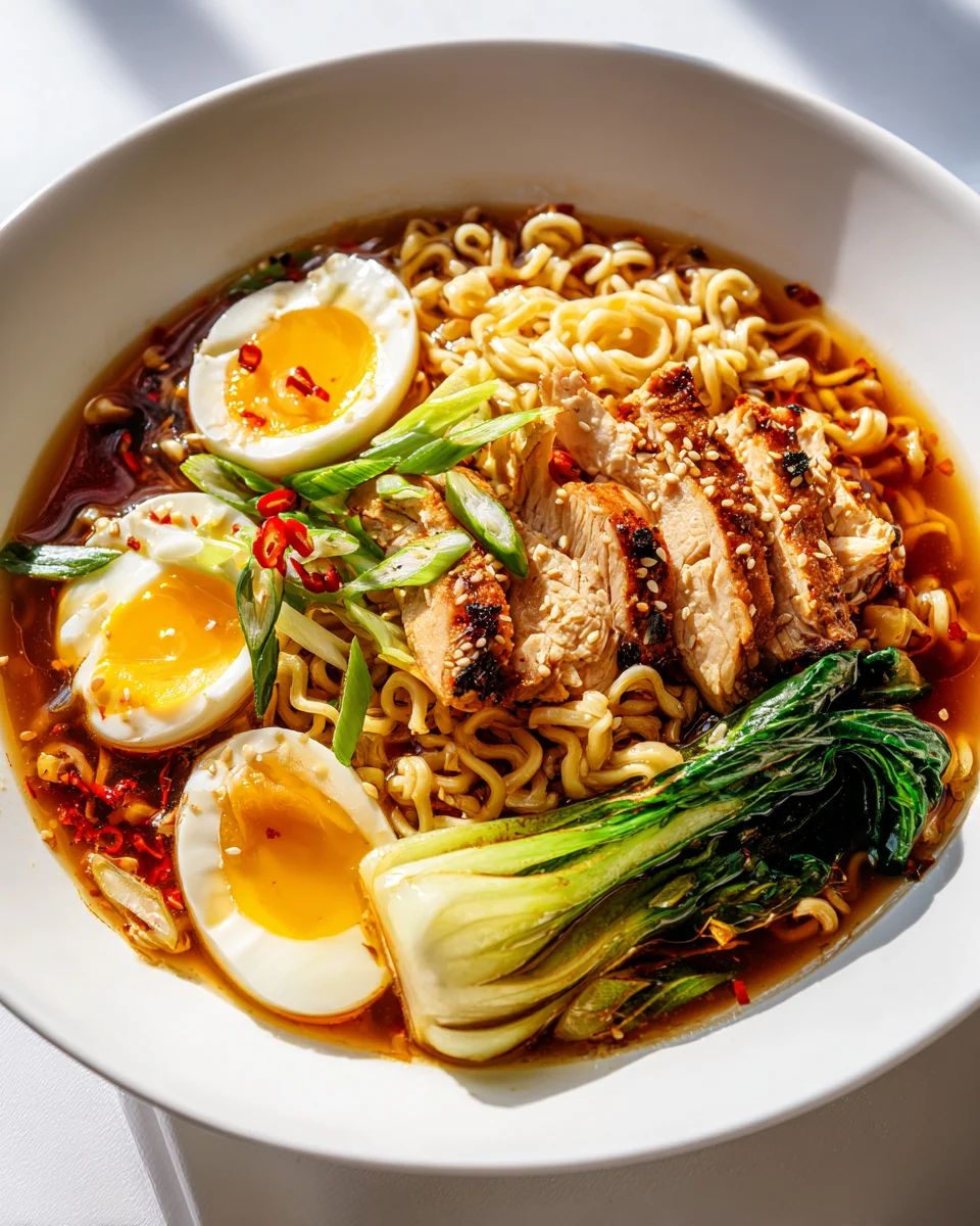 Irresistible Spicy Garlic Chicken Ramen Noodle Bowl