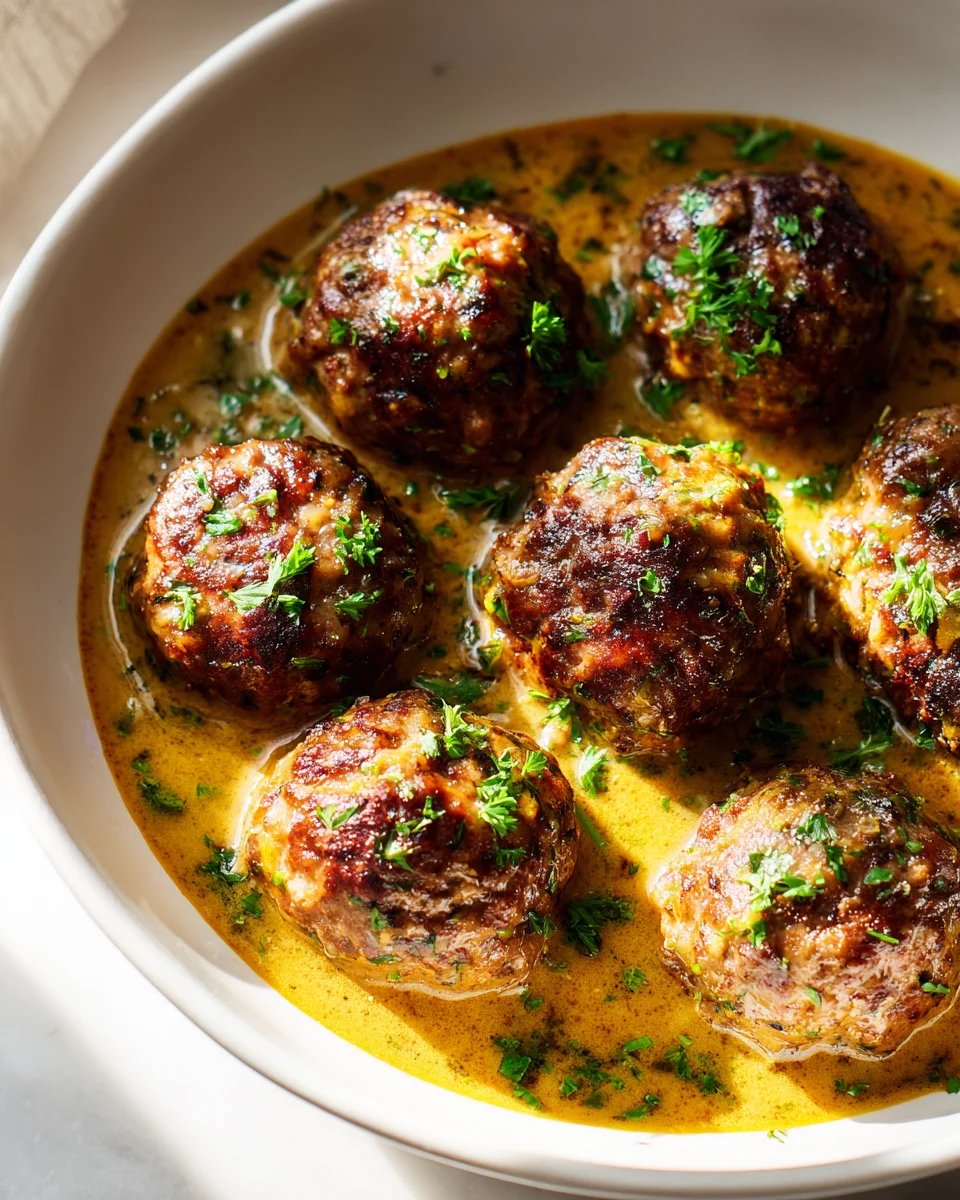 Savory Ground Beef Meatballs & Rich Garlic Herb Gravy