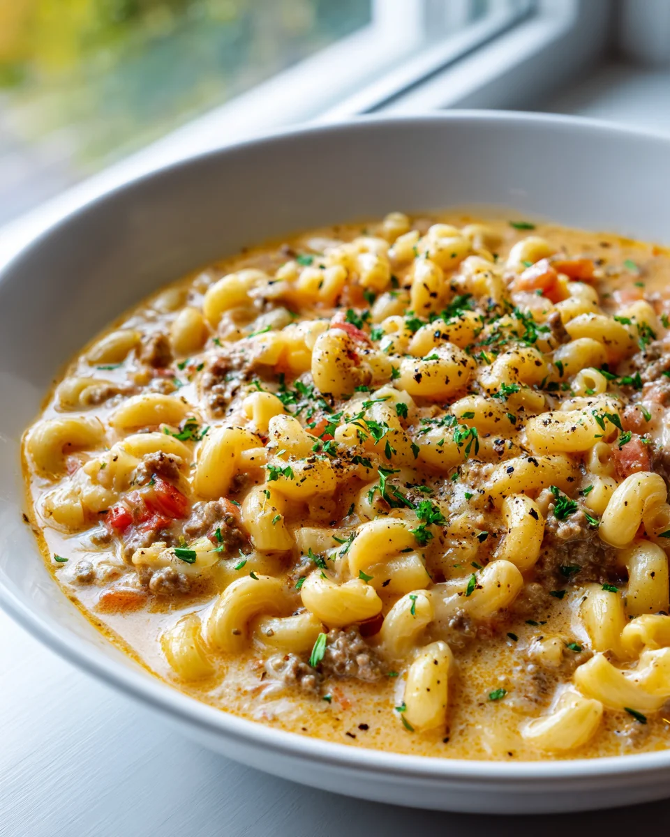 Make This Creamy Cheeseburger Macaroni Soup Tonight!