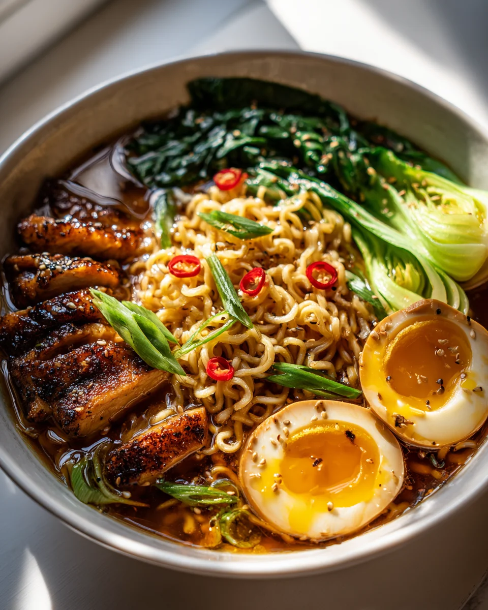 Irresistible Spicy Garlic Chicken Ramen Noodle Bowl
