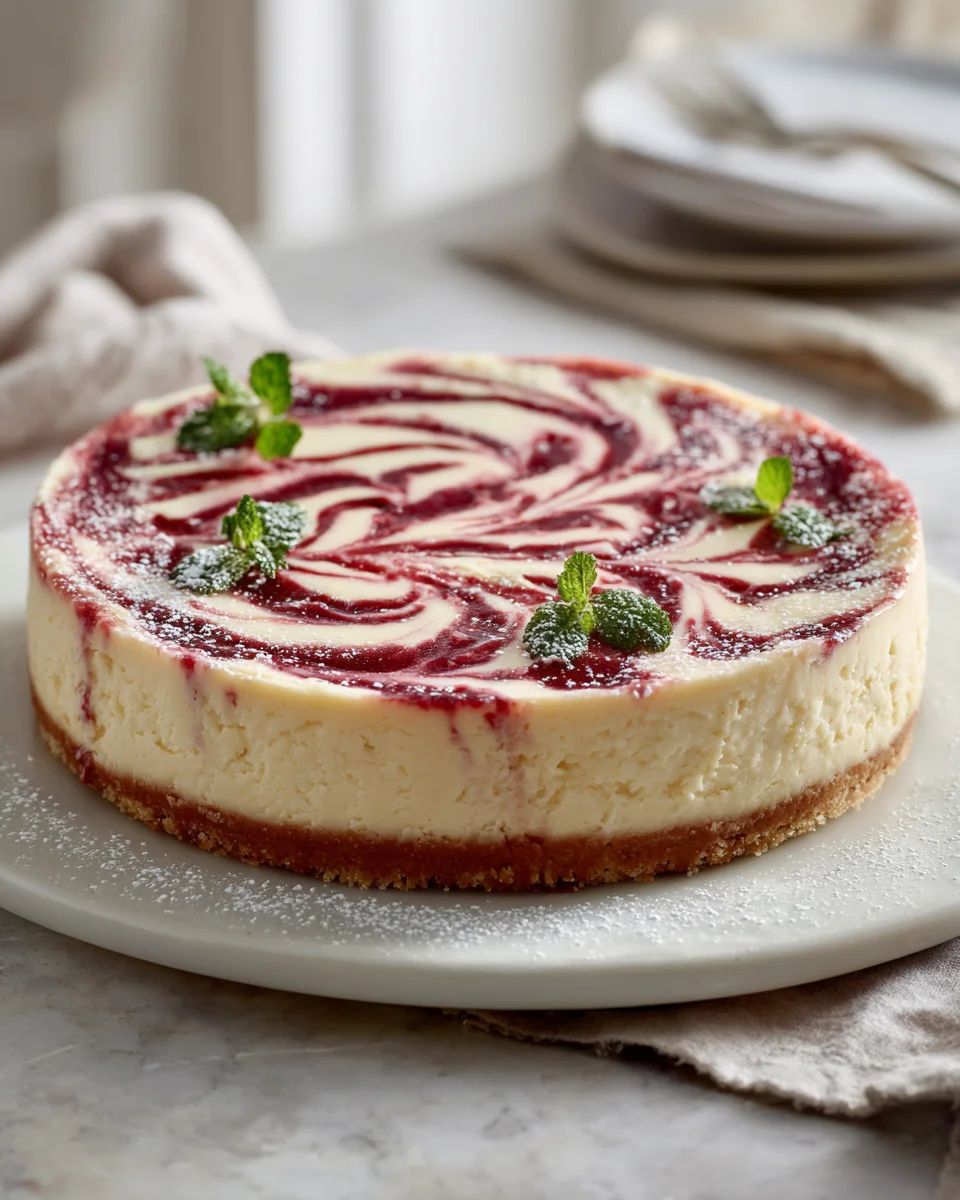 Christmas Cheesecake with Red Velvet Swirl - Festive Delight!