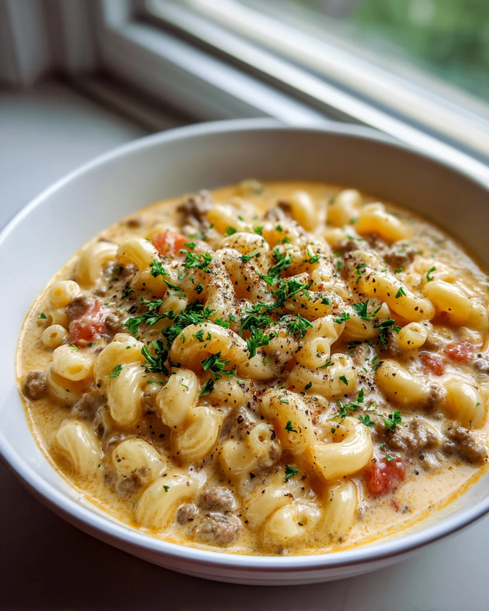 Make This Creamy Cheeseburger Macaroni Soup Tonight!