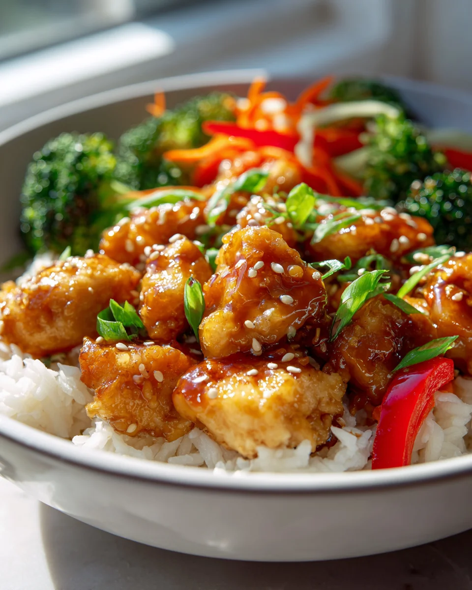 Crispy Honey Garlic Chicken Rice Bowls: A Flavorful Delight