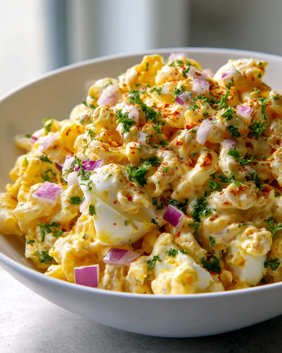 Creamy Deviled Egg Macaroni Salad - Perfect Potluck Dish